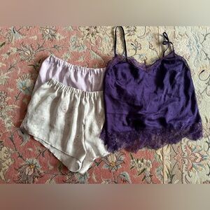 Victoria’s Secret Satin & Lace Cami Top with Pajama Shorts Lounge Sleep Set